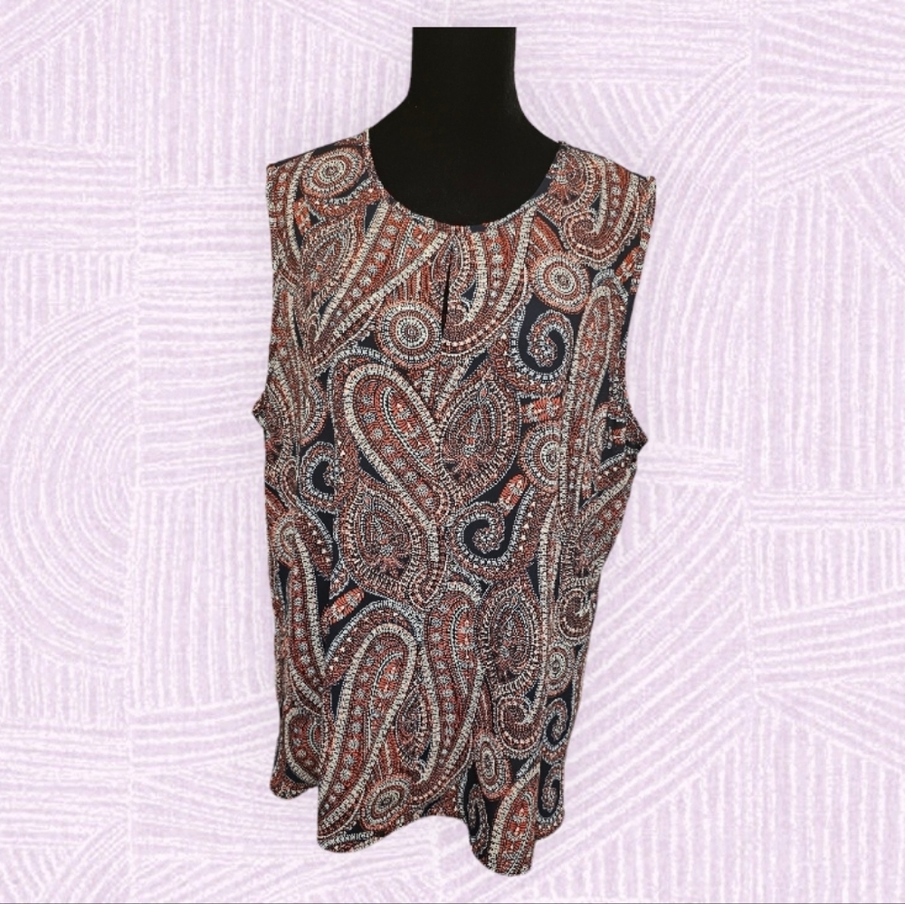 Tommy Hilfiger Paisley Print Flowy Sleeveless Boho Top Size XL